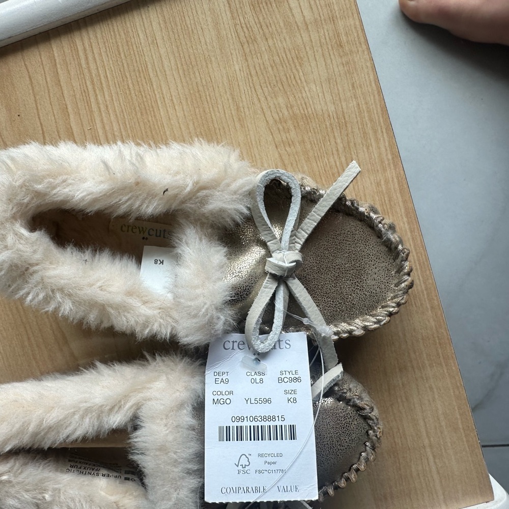 Crewcuts Kids' Gold Moccasin Slippers